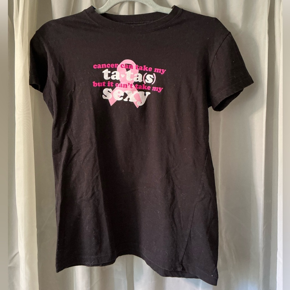 Save the tatas Black Pink breast cancer Ribbon size medium